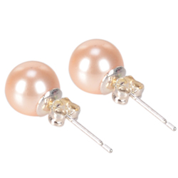 Cute Pink Genuine Pearl Tops Earrings Set Cute Pink Genuine Pearl Tops Earrings Set