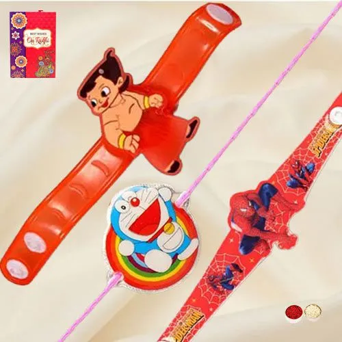 Buy wonderful set of 3 cartoon rakhi for kids in Kolkata, Free Shipping -  KolkataOnlineFlorists