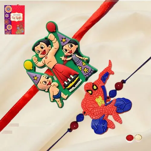 Wonderful Chota Bheem with Spiderman Rakhi for Kids Wonderful Chota Bheem with Spiderman Rakhi for Kids