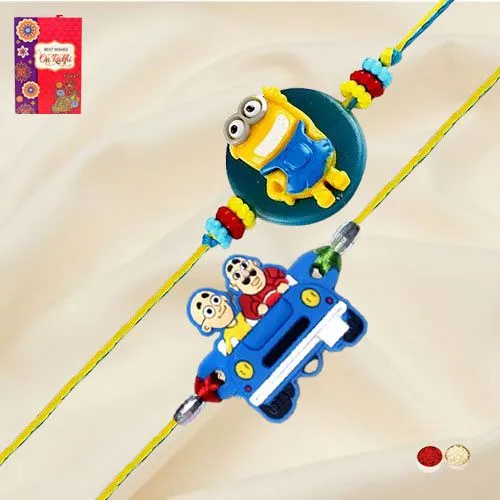 Exclusive Kids Rakhi Pair of Motu Patlu and Minion Exclusive Kids Rakhi Pair of Motu Patlu and Minion