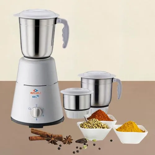 Arresting Bajaj White Color Mixer Grinder with 3 Jars Arresting Bajaj White Color Mixer Grinder with 3 Jars