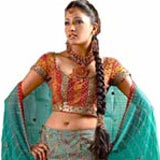 Fascinating Hand-embroidered Green Jaquard Lehenga Fascinating Hand-embroidered Green Jaquard Lehenga