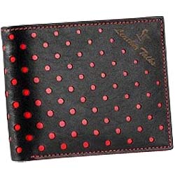 Classically crafted Black Genuine Leather Wallet with Red Circles from Leather Talks Classically crafted Black Genuine Leather Wallet with Red Circles from Leather Talks