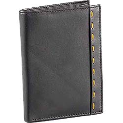 Greyish Balck Colored Gents Genuine Leather Wallet with Designer Orange Stitch from Leather Talks Greyish Balck Colored Gents Genuine Leather Wallet with Designer Orange Stitch from Leather Talks