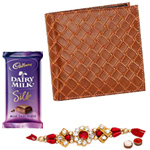 Light Brown Shaded Genuine Leather Mens Wallet from Leather Talk and Chocolates with Rakhi and Roli Tilak Chawal Light Brown Shaded Genuine Leather Mens Wallet from Leather Talk and Chocolates with Rakhi and Roli Tilak Chawal