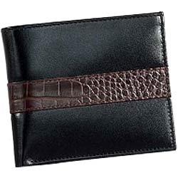 Genuine Leather Black Leather Wallet from Leather Talks for Men with Chris Brown Shaded Crocodile Skin Styled Patch Genuine Leather Black Leather Wallet from Leather Talks for Men with Chris Brown Shaded Crocodile Skin Styled Patch
