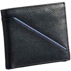 Leather Talks Genuine Leather Gents Wallet in Black with Blue Leather Stripe Leather Talks Genuine Leather Gents Wallet in Black with Blue Leather Stripe