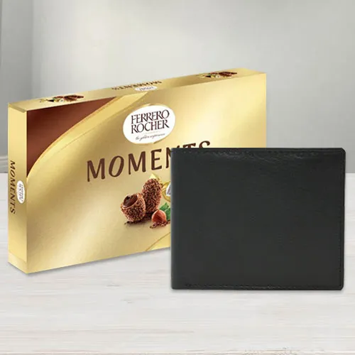 Astonishing Leather Wallet with Ferrero Rocher Chocolates for Gents Astonishing Leather Wallet with Ferrero Rocher Chocolates for Gents