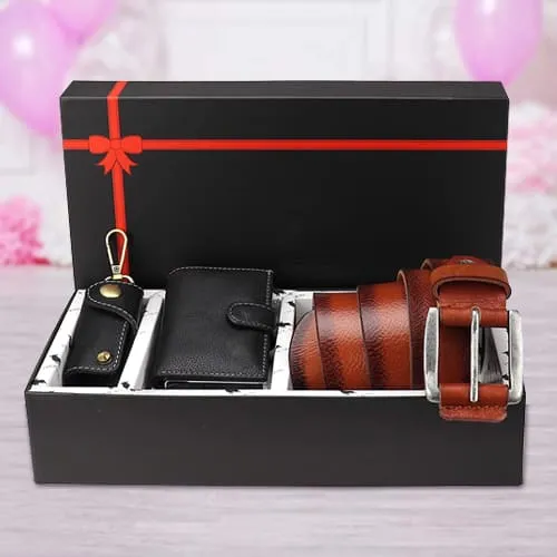 Adorable Hide N Skin Mens Leather Card Wallet, Belt N Keychain Adorable Hide N Skin Mens Leather Card Wallet, Belt N Keychain