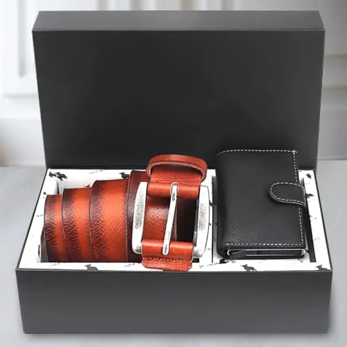 Mesmerizing Hide and Skin Mens Leather Card Holder N Belt