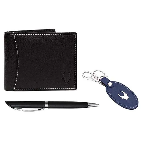 Breathtaking Pair of WildHorn Leather Wallet with Keychain N Pen for Men Breathtaking Pair of WildHorn Leather Wallet with Keychain N Pen for Men