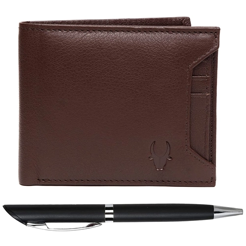 Designer WildHorn Mens Leather Wallet with Pen Gift Set Designer WildHorn Mens Leather Wallet with Pen Gift Set