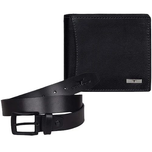 High Quality Leather Wallet N Belt Gift Set for Men