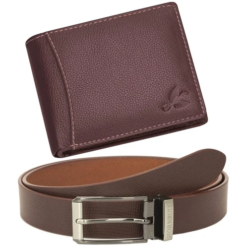 Fancy Hornbull Leather Wallet N Belt Combo for Men
