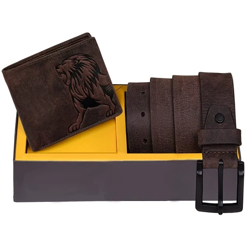 Impressive Urban Forest Leather Wallet N Belt Set for Men Impressive Urban Forest Leather Wallet N Belt Set for Men