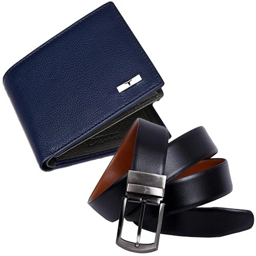 Wonderful Urban Forest Gents Wallet N Reversible Belt Combo