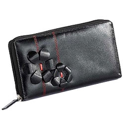Flowery styled Genuine Leather ladies Wallet in Black from Leather Talks Flowery styled Genuine Leather ladies Wallet in Black from Leather Talks