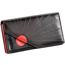 Black & Red Sunrise Designed Genuine Leather Ladies Wallet from Leather Talks Black & Red Sunrise Designed Genuine Leather Ladies Wallet from Leather Talks