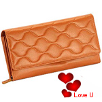 Brown Wave shaped Genuine Leather Ladies Wallet fr...