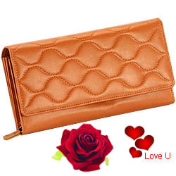 Brown Wave shaped Genuine Leather Ladies Wallet from Leather Talks Brown Wave shaped Genuine Leather Ladies Wallet from Leather Talks
