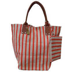 Appealing Ladies Hand Bag in Grey and Orange Stripes from Spice Art Appealing Ladies Hand Bag in Grey and Orange Stripes from Spice Art