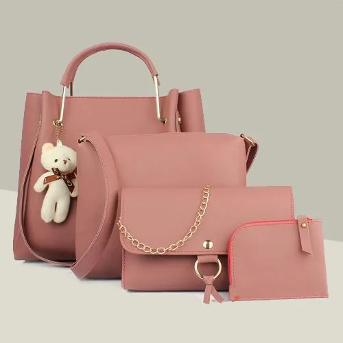 Beautiful Pink PU Leather Ladies Handbag Collection for Mothers Day
