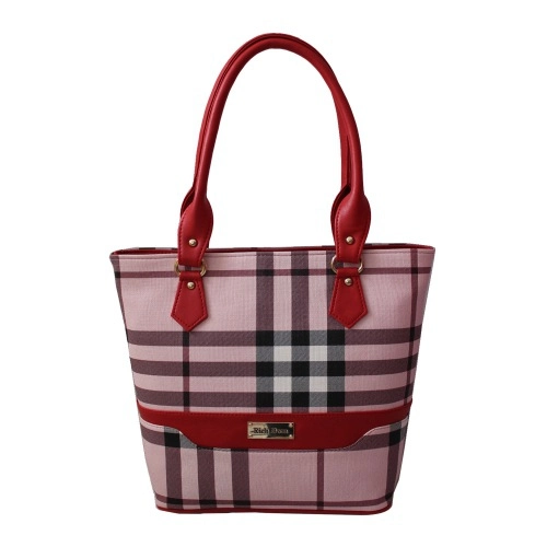 Attractive Pattern Ladies Bag with Red Handle