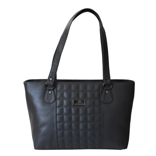 Gaudy Charcoal Black Bag For Her with Front Square Stich Gaudy Charcoal Black Bag For Her with Front Square Stich