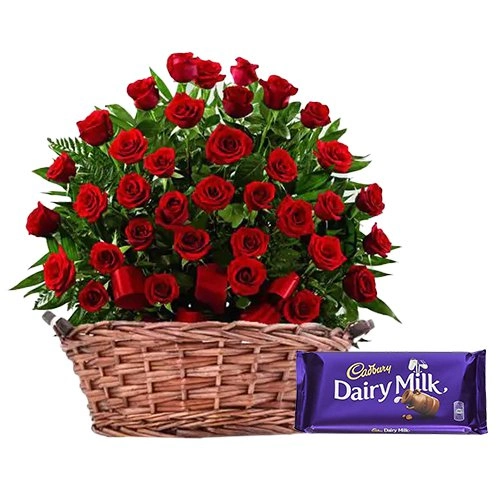 51 Exclusive Dutch Red Roses Arrangement with Cadburys Chocolate