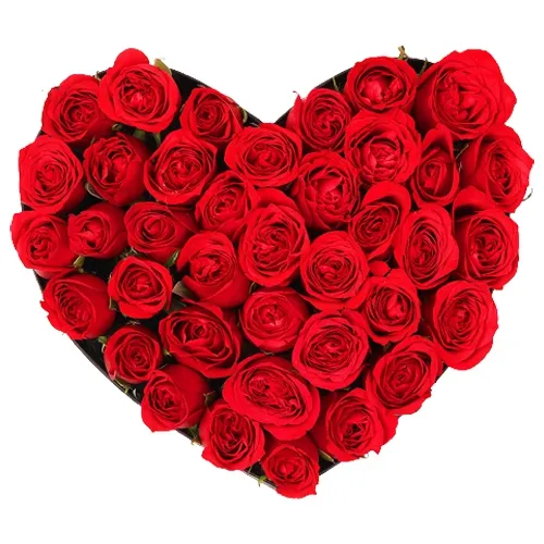 Red Roses in Heart Shape Arrangement.
