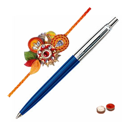 <b>Pen from Parker</b> with Free Designer Rakhi and Chocolate <b>Pen from Parker</b> with Free Designer Rakhi and Chocolate