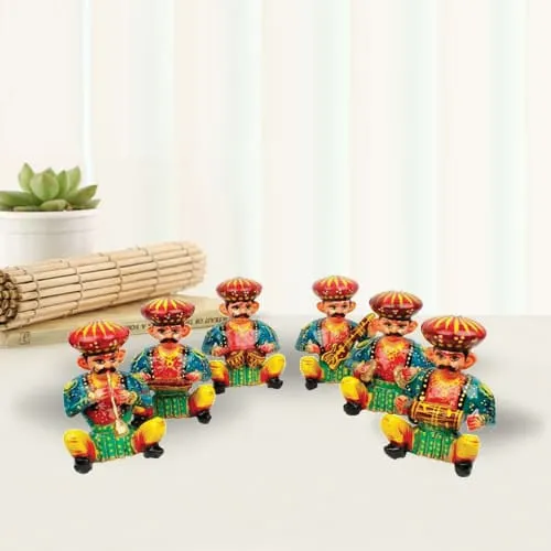 Decorative 6 Pc Rajasthani Musician Wooden Bowla Set