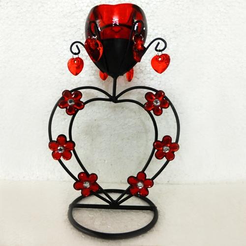 Stunning Red Wrought Iron Candle Stand Gift Stunning Red Wrought Iron Candle Stand Gift