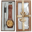 Premium gift hamper of classy Pen set with Watch (Japanese movement) Premium gift hamper of classy Pen set with Watch (Japanese movement)