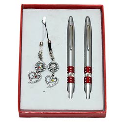 Twin Pen with Key Ring & Mobile Ring Gift Set Twin Pen with Key Ring & Mobile Ring Gift Set