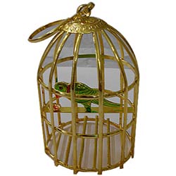 Golden Plated Stylish Bird Cage with Colorful Parrot Golden Plated Stylish Bird Cage with Colorful Parrot
