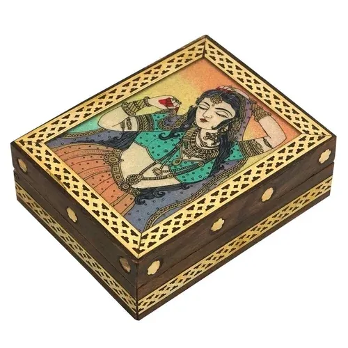 Send Meenakari Styled Wooden Jewellery Box for Ladies