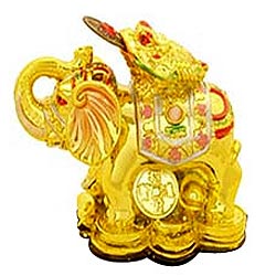 Feng shui Golden Elephant with frog on his head Feng shui Golden Elephant with frog on his head