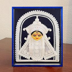 Auspicious Teracotta and Thermacol made Maa Durga in a Glass Frame Auspicious Teracotta and Thermacol made Maa Durga in a Glass Frame