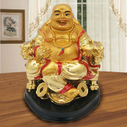 Classic Golden Laughing Buddha with Touch of Good Luck Classic Golden Laughing Buddha with Touch of Good Luck