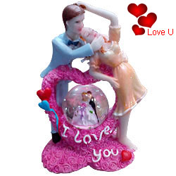 Elegant I Love You Couple with LED Lighted Crystal Globe Showpiece Elegant I Love You Couple with LED Lighted Crystal Globe Showpiece