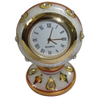 Marvelous Round Table Clock with a Base Made of Pure Makrana Marble Marvelous Round Table Clock with a Base Made of Pure Makrana Marble