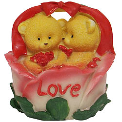 Luscious Twin Teddy with Roses in a Love Basket Luscious Twin Teddy with Roses in a Love Basket