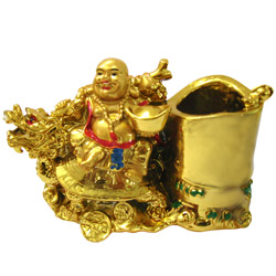 Adorable Laughing Buddha Pen Stand for Fortune and Wealth Adorable Laughing Buddha Pen Stand for Fortune and Wealth