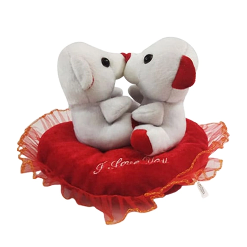 Impressive Kissing n Singing Teddy in a Heart Shape Cushion