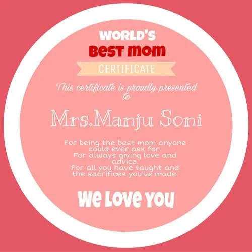 Exclusive Best Mom Certificate