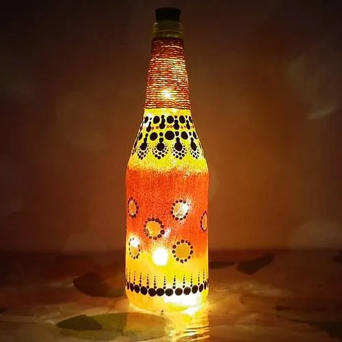 Impressionable Dot Mandala Art Bottle Lamp