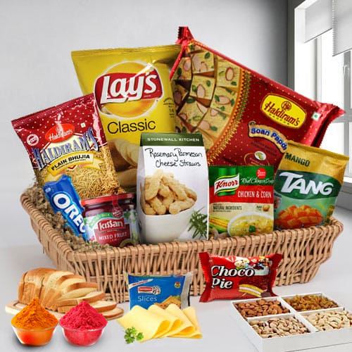 Fanciful Hamper Basket with Warm Wishes Fanciful Hamper Basket with Warm Wishes