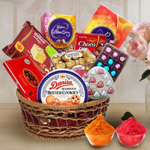 Delicious Chocolate Assortment Hamper Basket Delicious Chocolate Assortment Hamper Basket