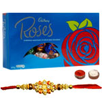 Stunning Rakhi with Cadbury Roses Chocolate Stunning Rakhi with Cadbury Roses Chocolate